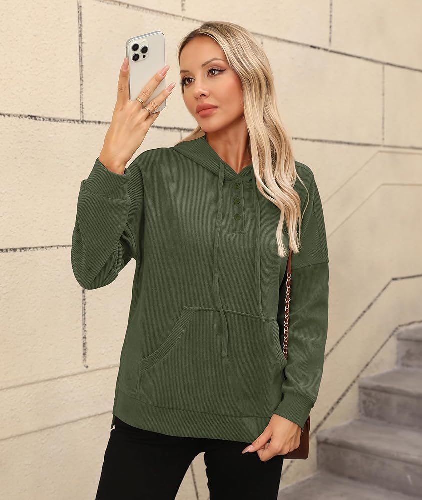 Amazon.com: LILBETTER Womens Drawstring Hoodies Side Split